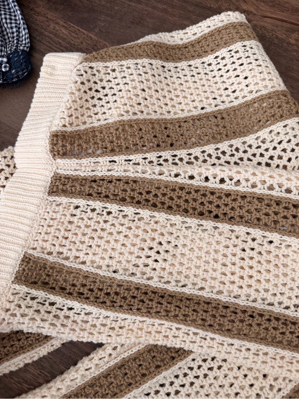 Kerim Stripe Pant in Ivory & Beige Stripe LOVERS AND FRIENDS sz XS crochet - Picture 11 of 11